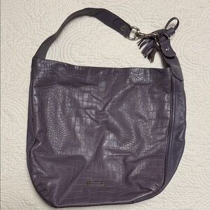 Coach Croc-Embossed Purple Hobo Bag